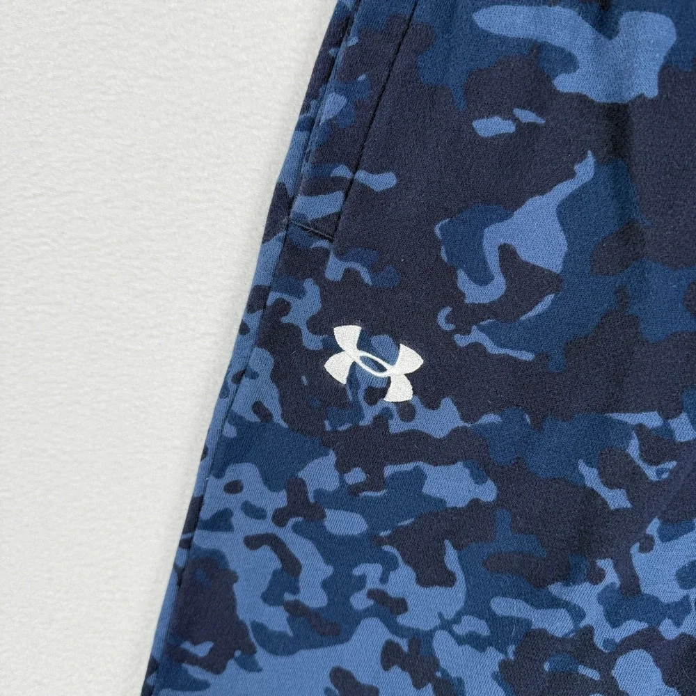 Under Armour Mens M Rival Fleece Camo Joggers Blue Navy Camouflage Pants 1382293